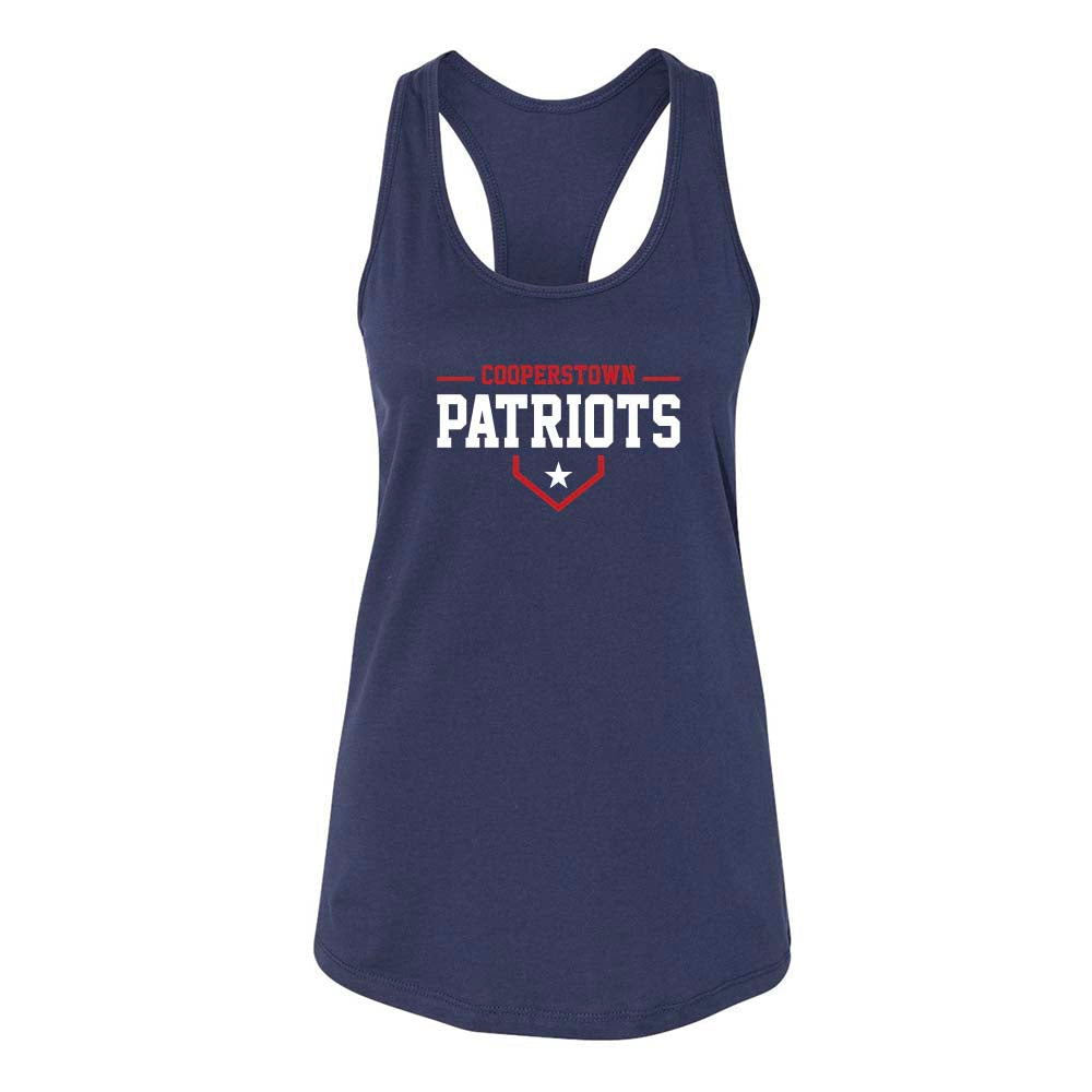12U Red Cooperstown Team 2026 ~ Women's Jersey Racerback Tank ~ Glenview Patriots