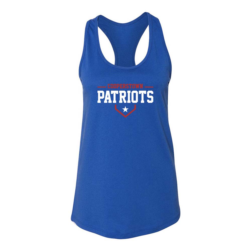 12U Red Cooperstown Team 2026 ~ Women's Jersey Racerback Tank ~ Glenview Patriots