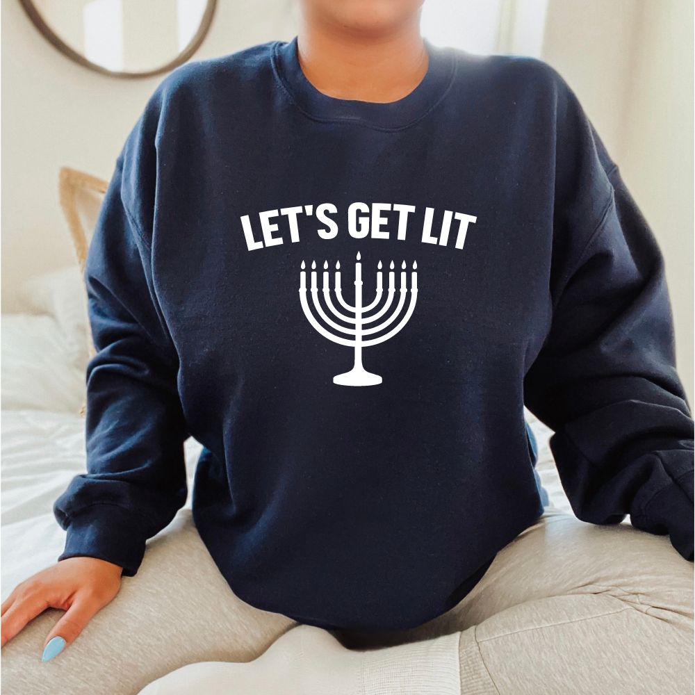 Let'S Get Lit Hanukkah ~ Crewneck Sweatshirt ~ humanKIND