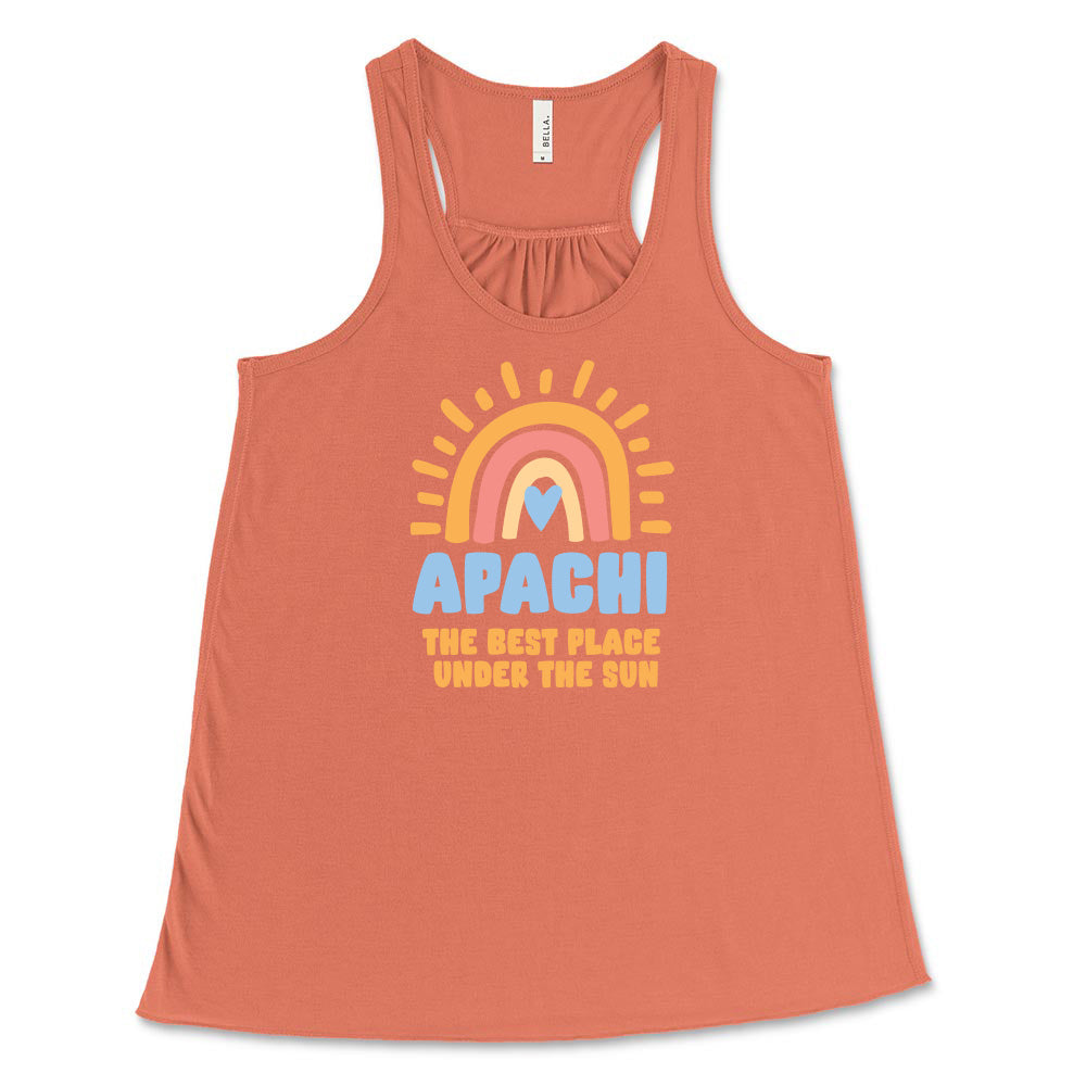 BEST PLACE UNDER THE SUN RAINBOW FLOWY TANK ~ APACHI DAY CAMP ~ adult ~ flowy fit
