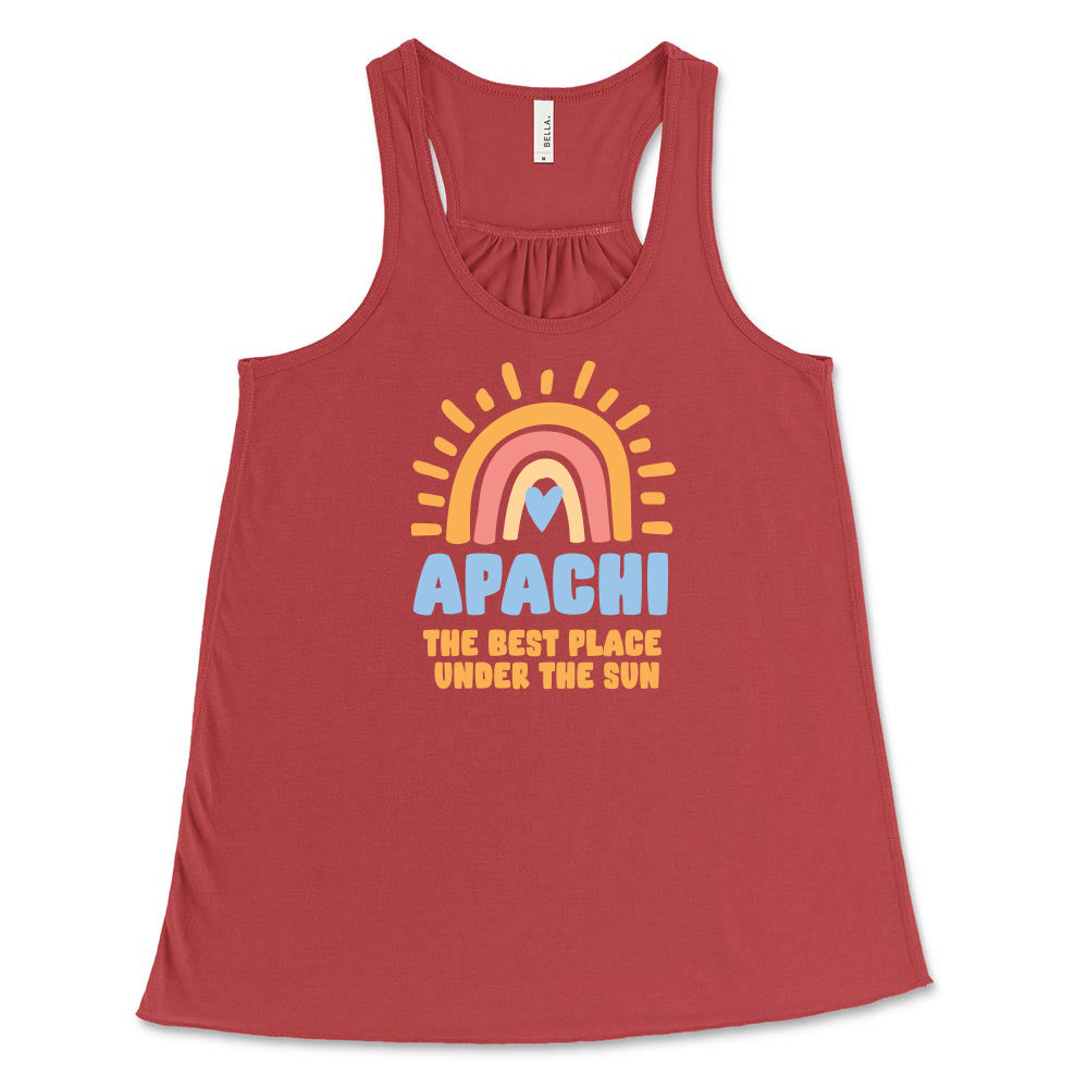 BEST PLACE UNDER THE SUN RAINBOW FLOWY TANK ~ APACHI DAY CAMP ~ adult ~ flowy fit