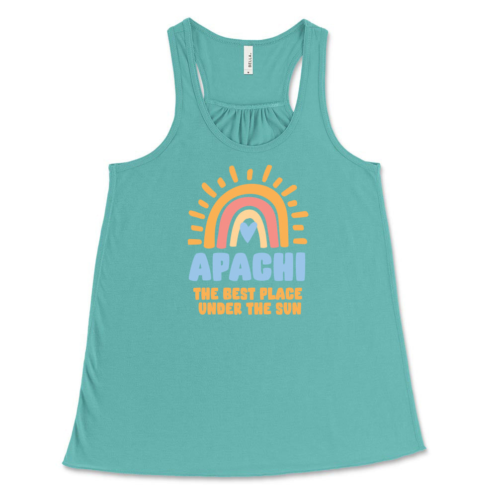 BEST PLACE UNDER THE SUN RAINBOW FLOWY TANK ~ APACHI DAY CAMP ~ adult ~ flowy fit