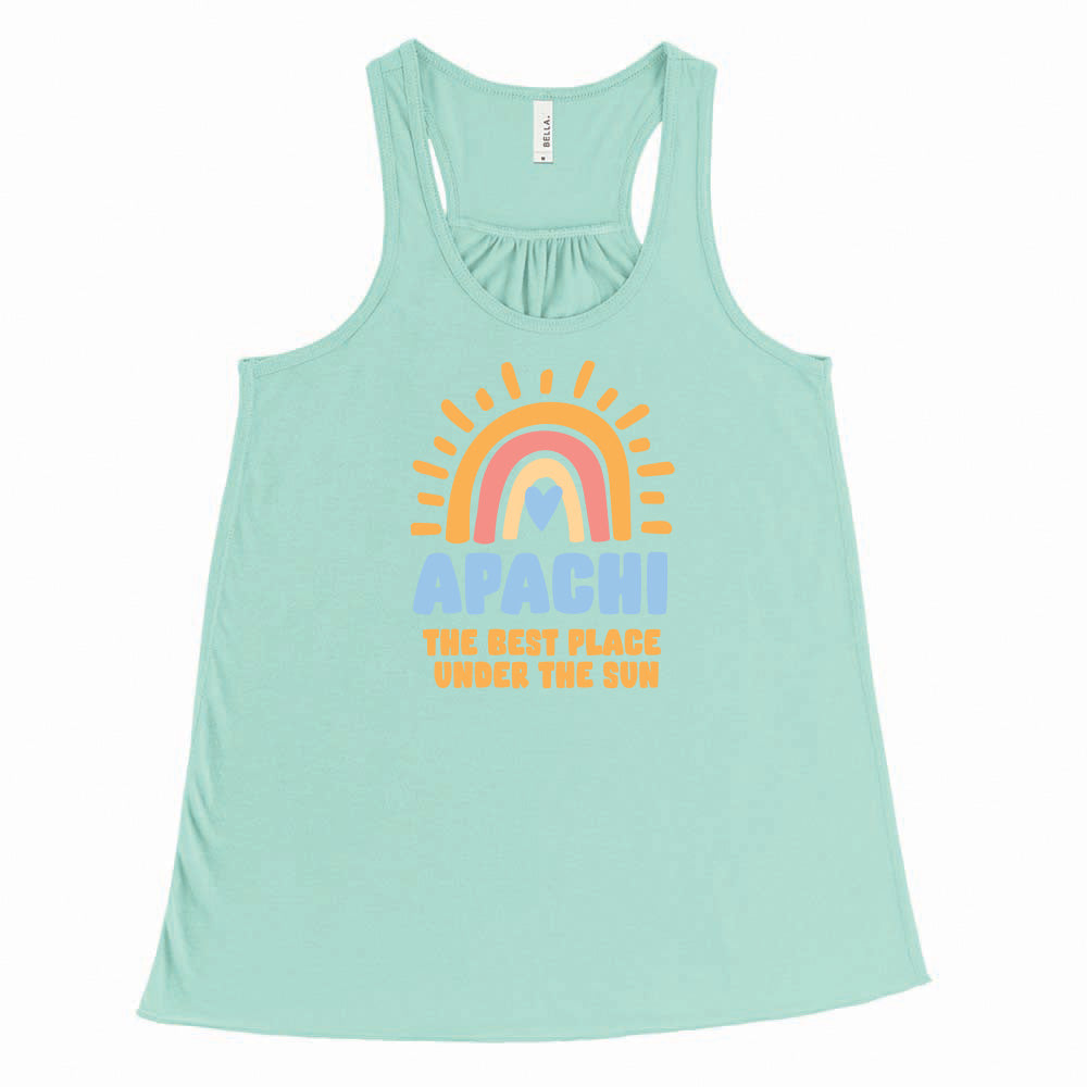 BEST PLACE UNDER THE SUN RAINBOW FLOWY TANK ~ APACHI DAY CAMP ~ adult ~ flowy fit