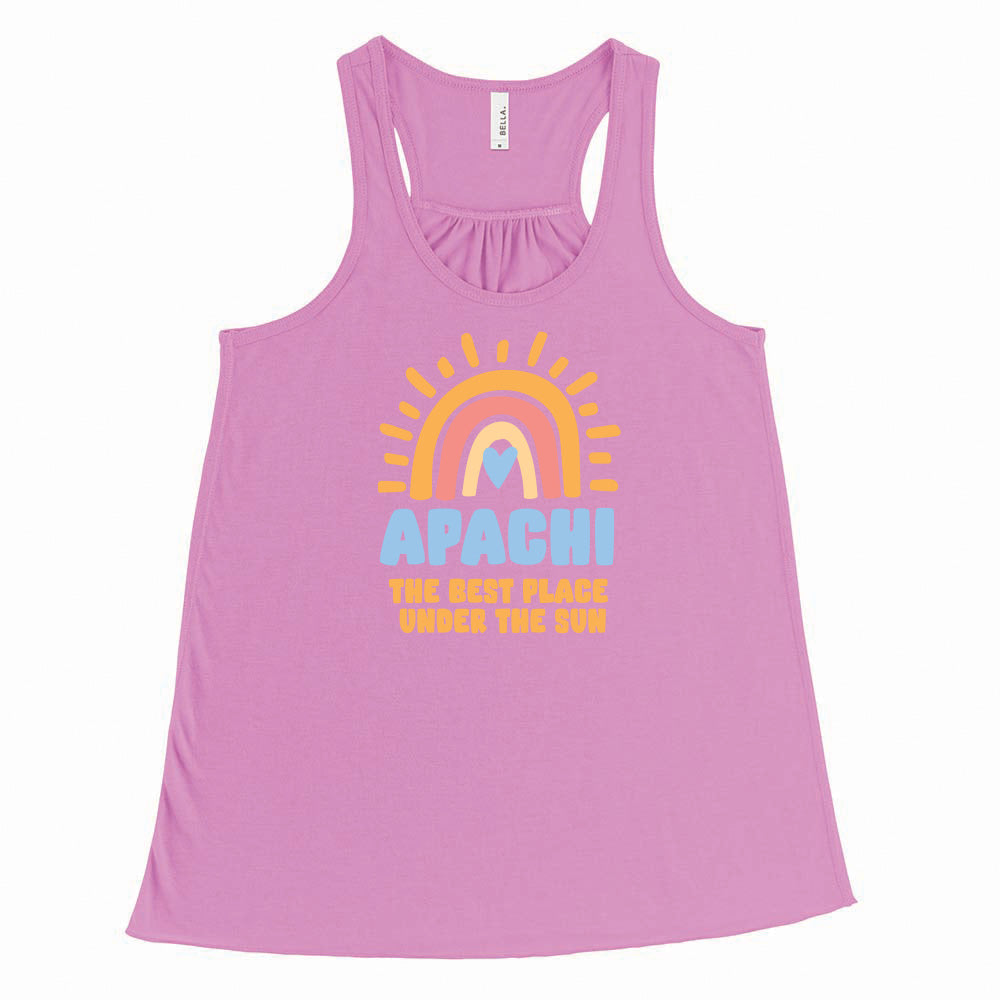 BEST PLACE UNDER THE SUN RAINBOW FLOWY TANK ~ APACHI DAY CAMP ~ adult ~ flowy fit