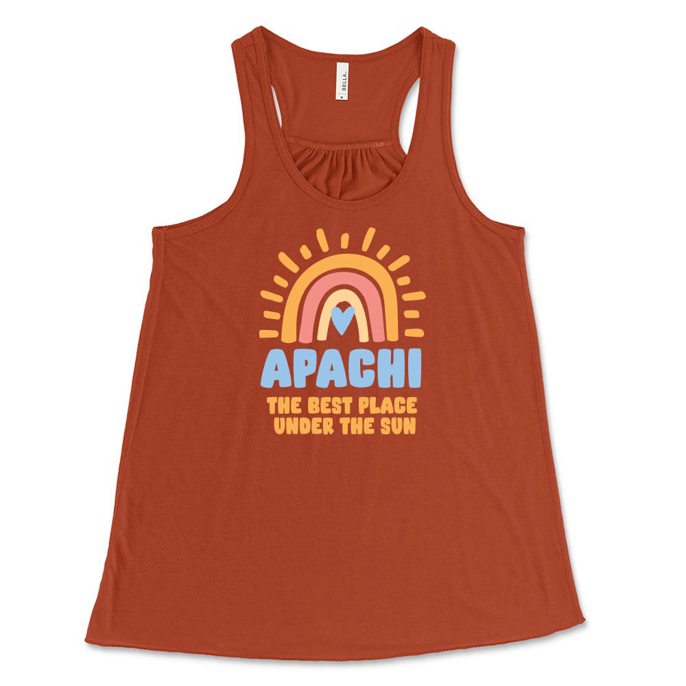 BEST PLACE UNDER THE SUN RAINBOW FLOWY TANK ~ APACHI DAY CAMP ~ adult ~ flowy fit
