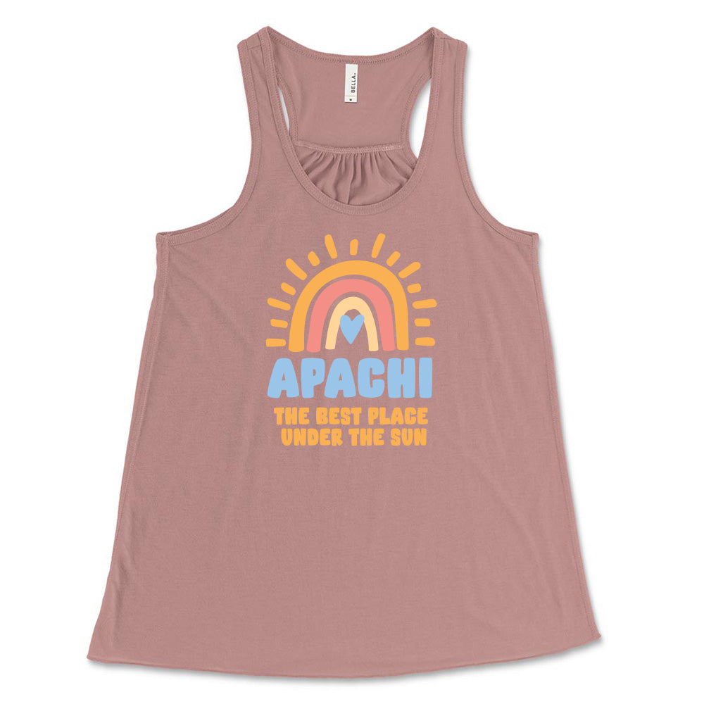 BEST PLACE UNDER THE SUN RAINBOW FLOWY TANK ~ APACHI DAY CAMP ~ adult ~ flowy fit