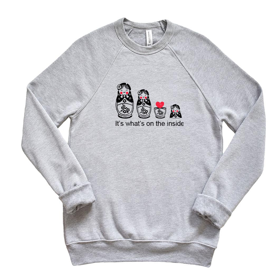 It's What's On The Inside ~ Raglan Sponge Fleece Crewneck Sweatshirt ~ humanKIND
