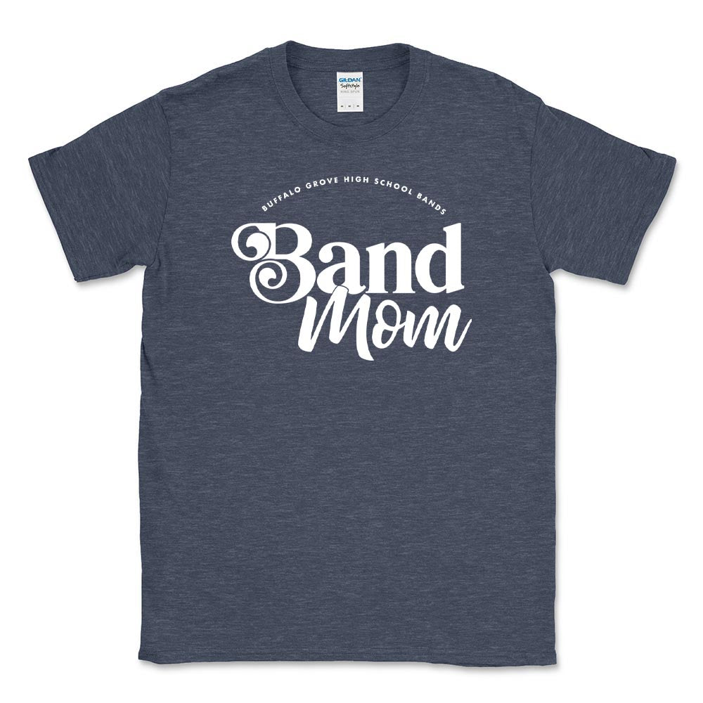Band Mom ~ Cotton T-Shirt ~ Buffalo Grove High School Bands-heather navy