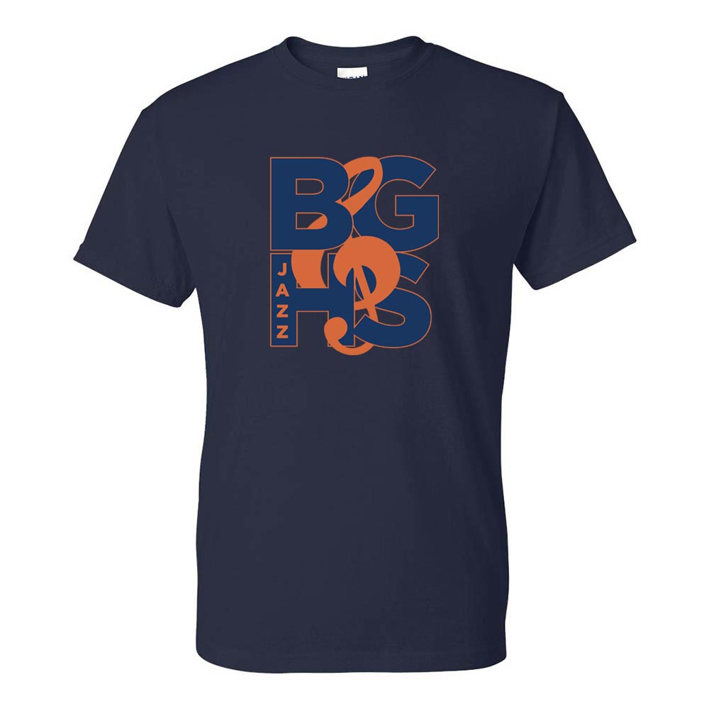 BGHS Jazz ~ 50/50 T-Shirt ~ Buffalo Grove High School Bands-navy