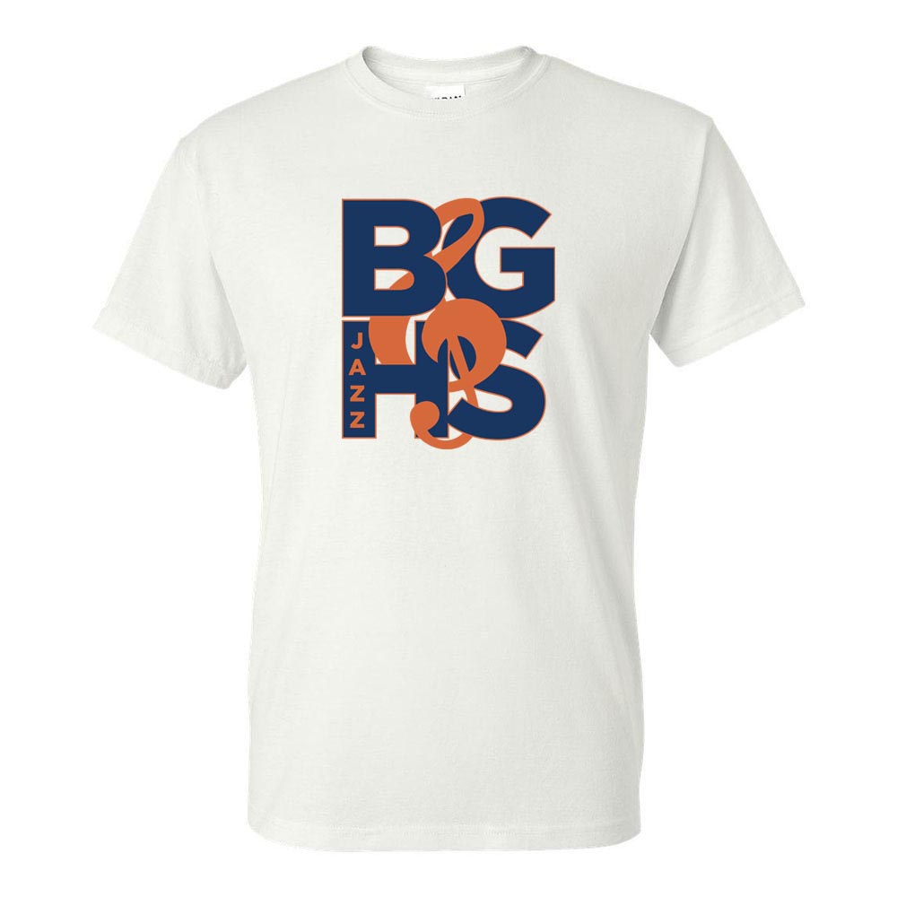 BGHS Jazz ~ 50/50 T-Shirt ~ Buffalo Grove High School Bands-white