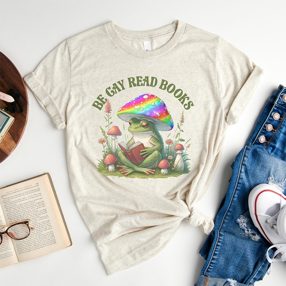 BE GAY READ BOOKS: PRIDE TRIBLEND TEE ~ adult & youth ~ classic fit