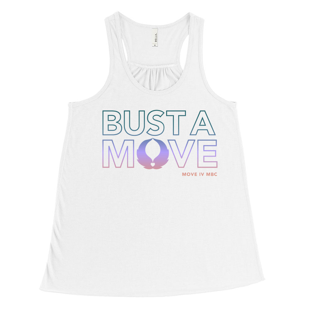 Bust a Move ~ Flowy Racerback Tank ~ Roots & Wings Charitable Foundation-white