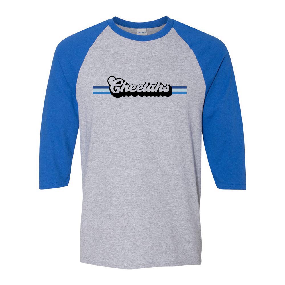 Cheetah Retro Stripes ~ Cotton Baseball T-Shirt ~ McKenzie Elementary School