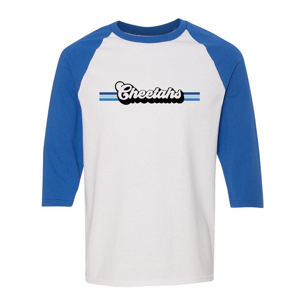 Cheetah Retro Stripes ~ Cotton Baseball T-Shirt ~ McKenzie Elementary School