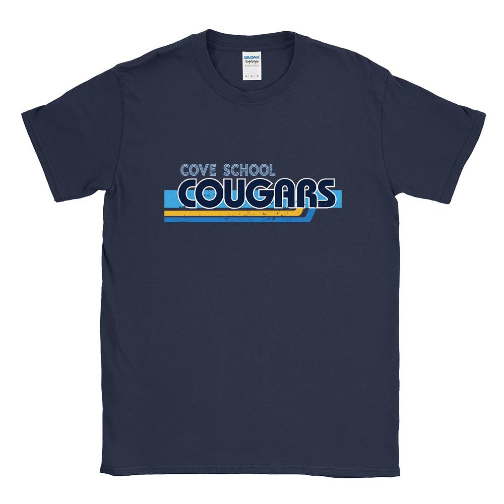 Cougars Vintage Stripes ~ Cotton T-Shirt ~ The Cove School