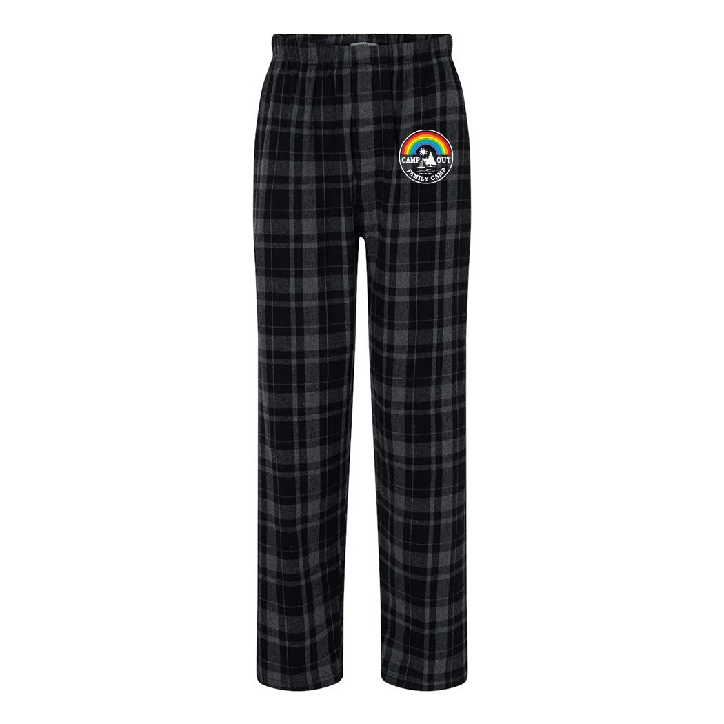 CampOut Logo ~ Flannel Pants ~ CampOut Family Camp-black jordan plaid