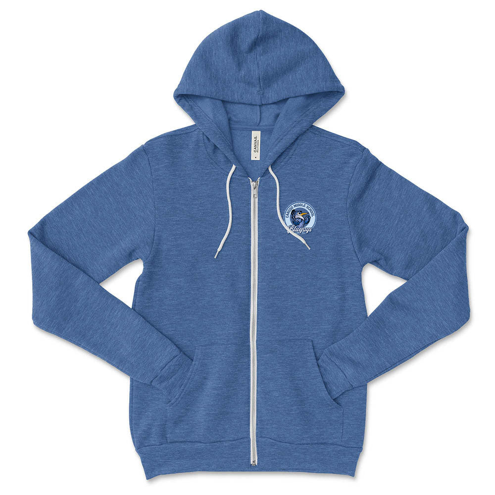 Mascot Badge ~ Zip Hoodie ~ Caruso Middle School