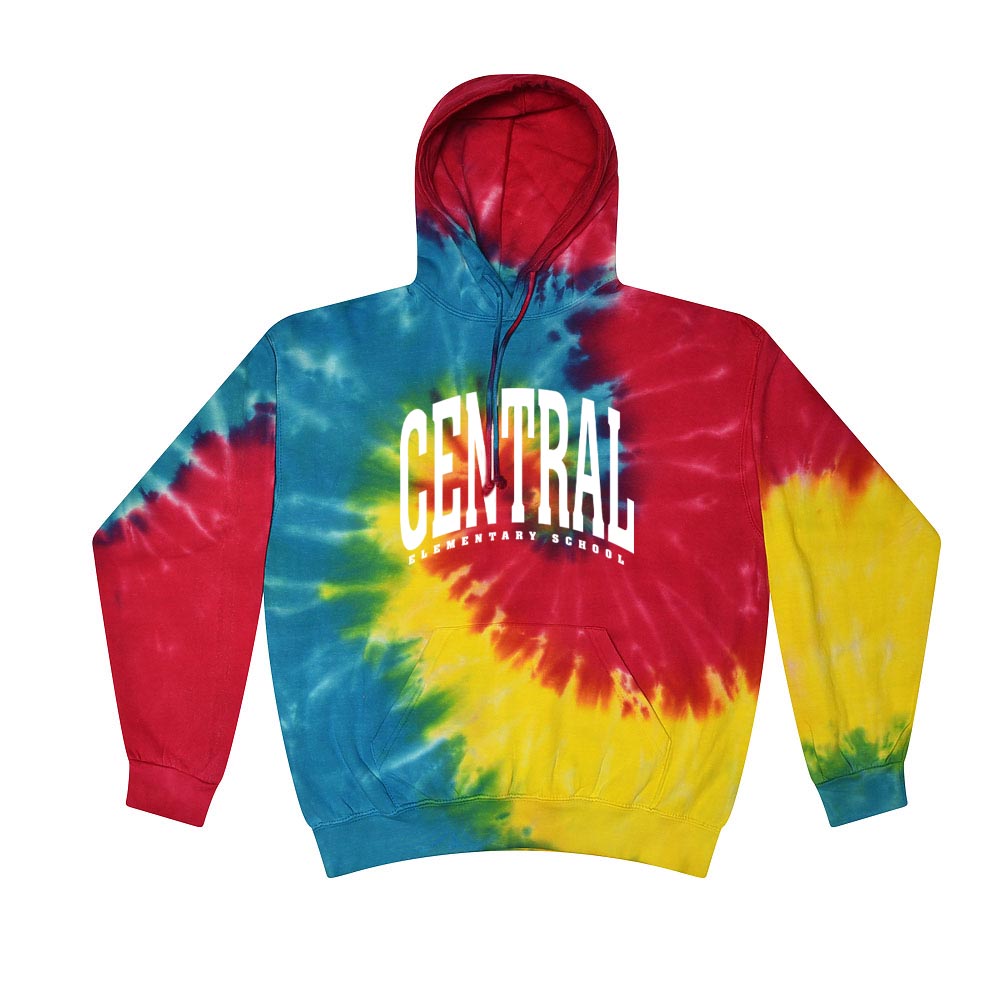 EXTENDED ARC TIE DYE HOODIE ~ CENTRAL ELEMENTARY SCHOOL ~ youth and adult ~ classic unisex fit