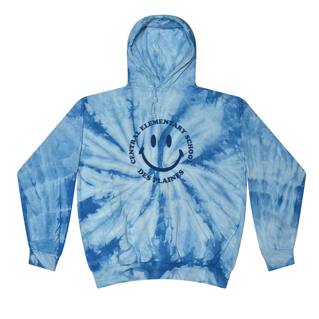 Smiley Central ~ Tie Dye Hoodie ~ Central Elementary School - Des Plaines