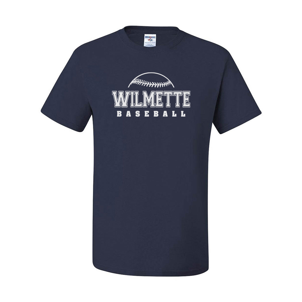 Collegiate Wilmette Baseball ~ 50/50 T-Shirt ~ Wilmette Baseball Association
