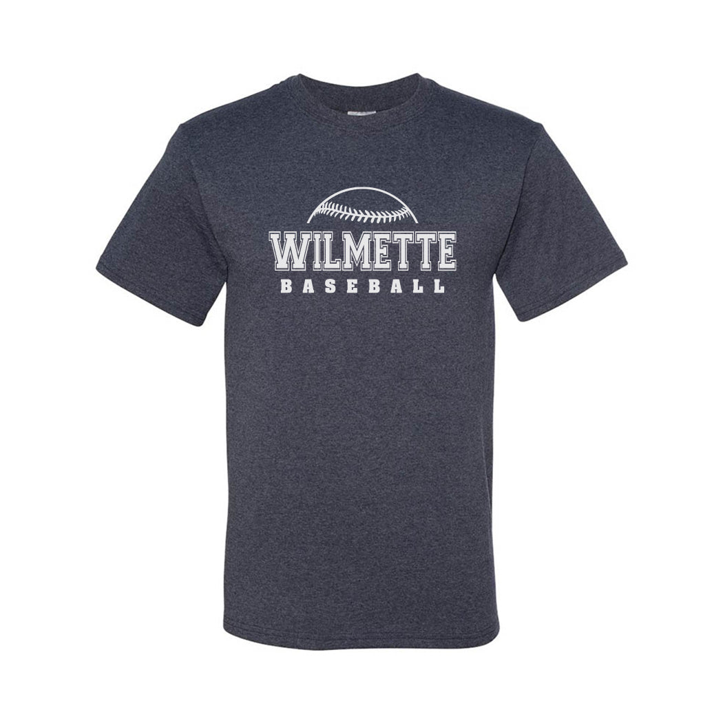 Collegiate Wilmette Baseball ~ 50/50 T-Shirt ~ Wilmette Baseball Association