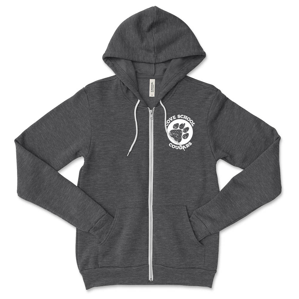 Cougar Paw ~ Zip Hoodie ~ The Cove School