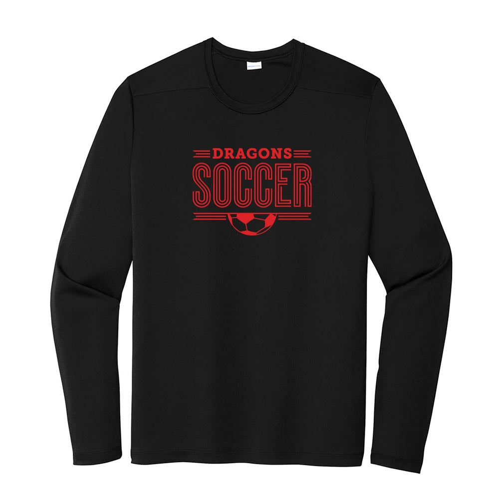 Deco Dragons Soccer ~ Long Sleeve Performance Tee ~ Deerfield Dragons AYSO Soccer-black
