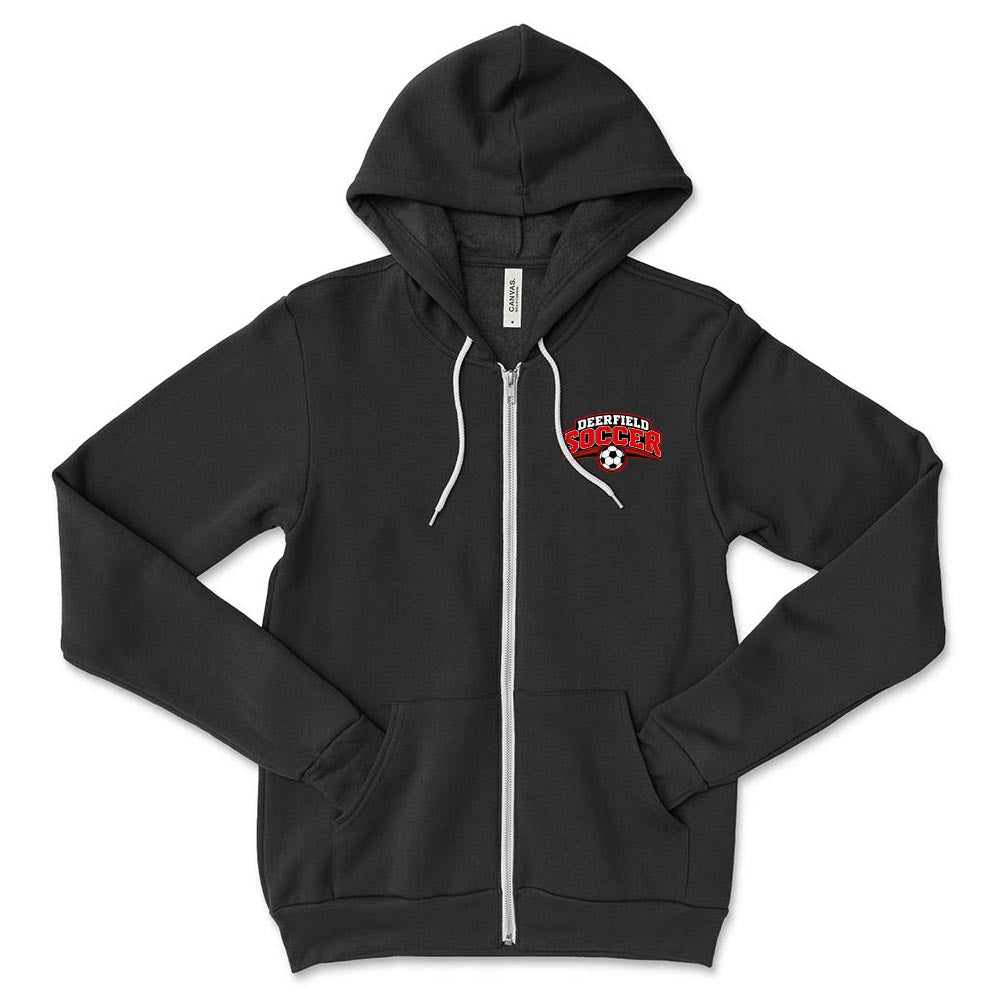 Deerfield Soccer Arc ~ Sponge Fleece Zip Hoodie ~ Deerfield Dragons AYSO Soccer-black