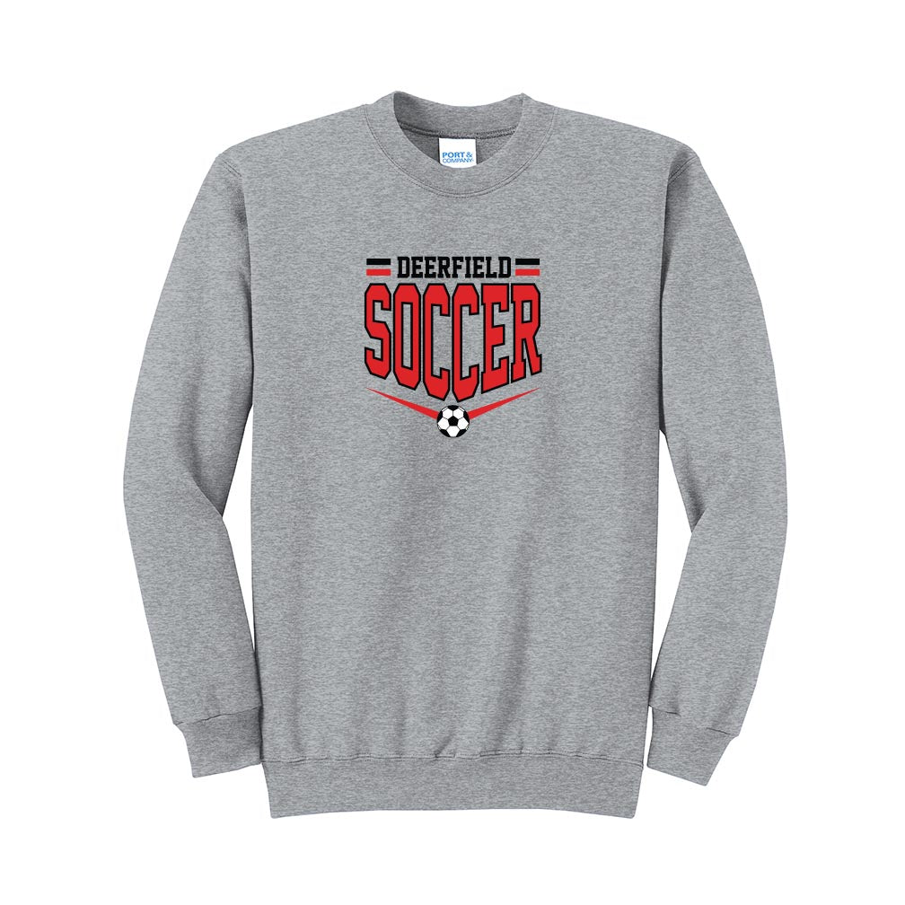 Deerfield Soccer ~ Crewneck Sweatshirt ~ Deerfield Dragons AYSO Soccer-athletic heather