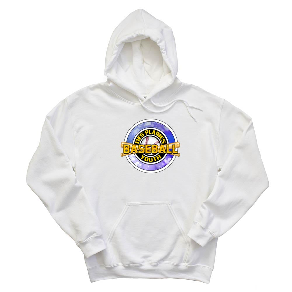 DES PLAINES BASEBALL BLUE HOODIE ~ DES PLAINES BASEBALL ~ gildan dryblend hoodie ~ adult ~ classic unisex fit