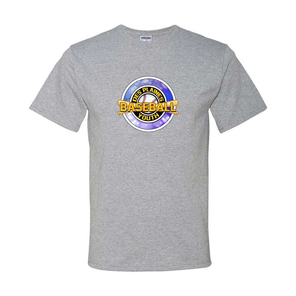 DES PLAINES BASEBALL BLUE DRIPOWER TEE ~ DES PLAINES BASEBALL ~ youth & adult ~ classic unisex fit