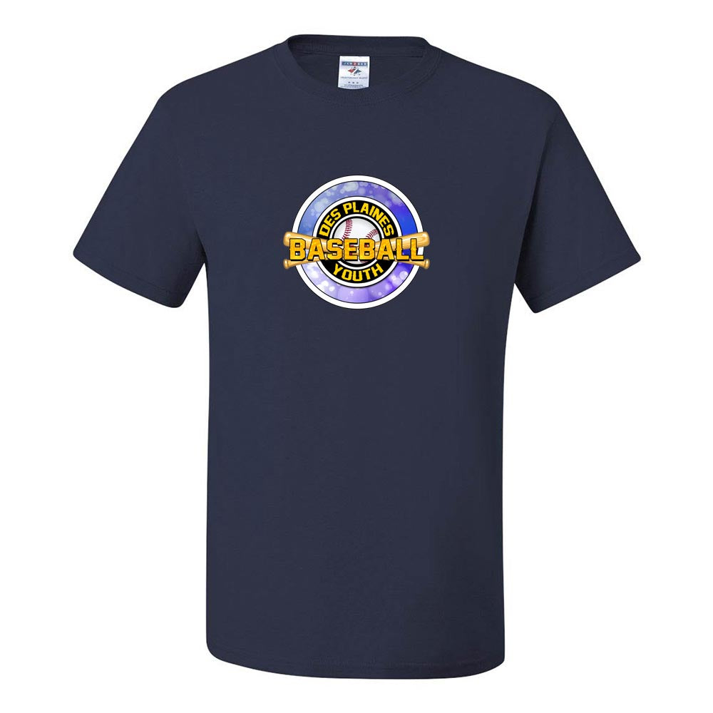 DES PLAINES BASEBALL BLUE DRIPOWER TEE ~ DES PLAINES BASEBALL ~ youth & adult ~ classic unisex fit
