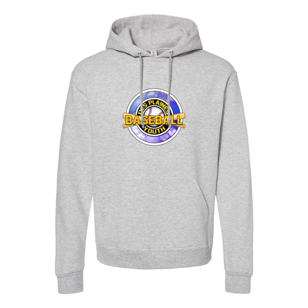 DES PLAINES BASEBALL BLUE HOODIE ~ DES PLAINES BASEBALL ~ jerzees nublend hoodie ~ youth & adult ~ classic unisex fit