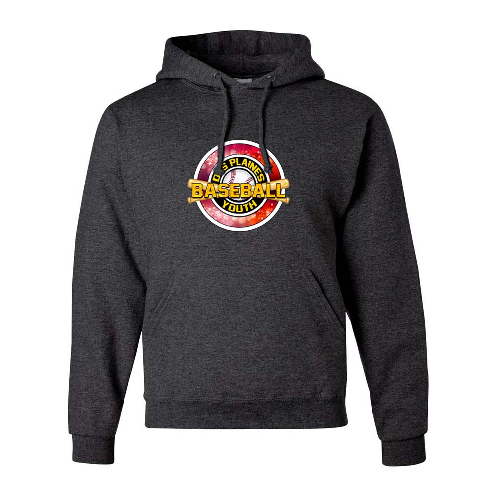 DES PLAINES BASEBALL RED HOODIE ~ DES PLAINES BASEBALL ~ jerzees nublend hoodie ~ youth & adult ~ classic unisex fit