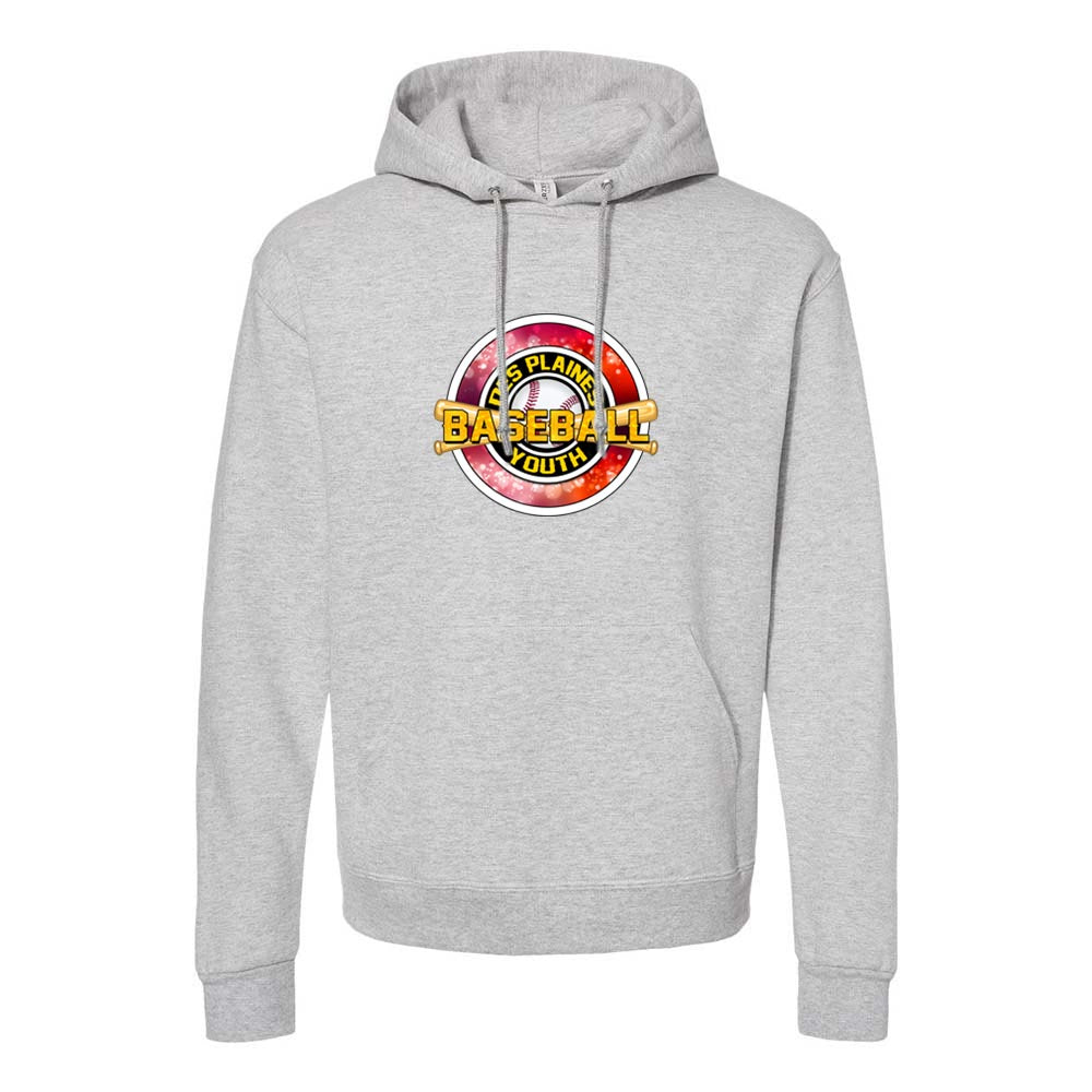 DES PLAINES BASEBALL RED HOODIE ~ DES PLAINES BASEBALL ~ jerzees nublend hoodie ~ youth & adult ~ classic unisex fit