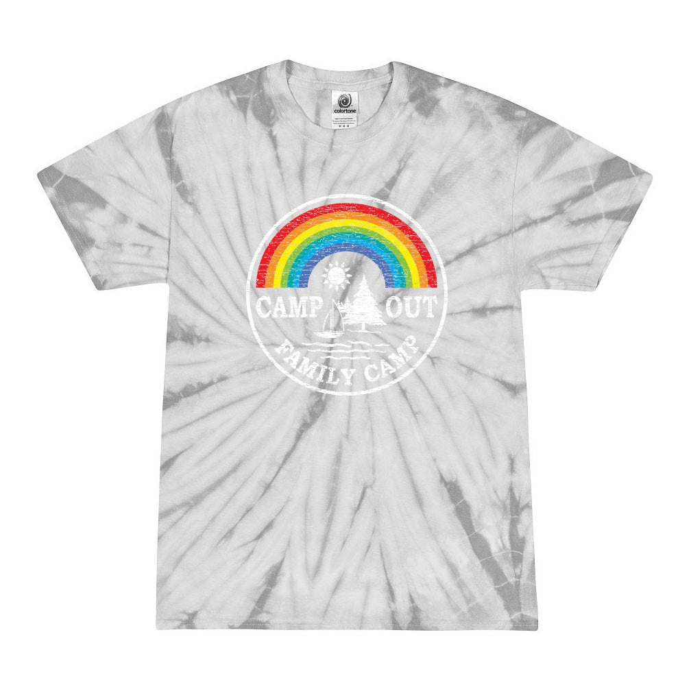 Distressed Logo ~ Tie Dye T-Shirt ~ CampOut Family Camp