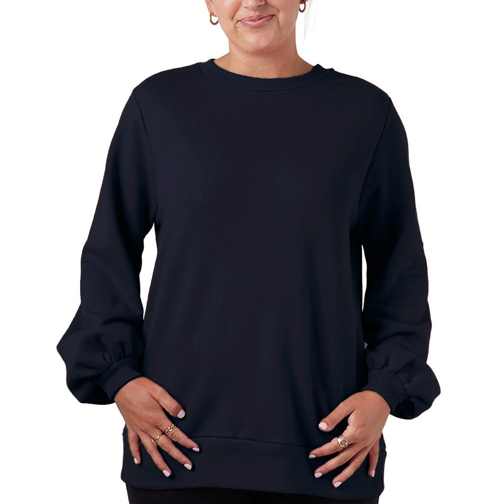 Custom ~ Ladies Balloon Sleeve Sweatshirt ~ Shabonee Elementary School Staff-navy