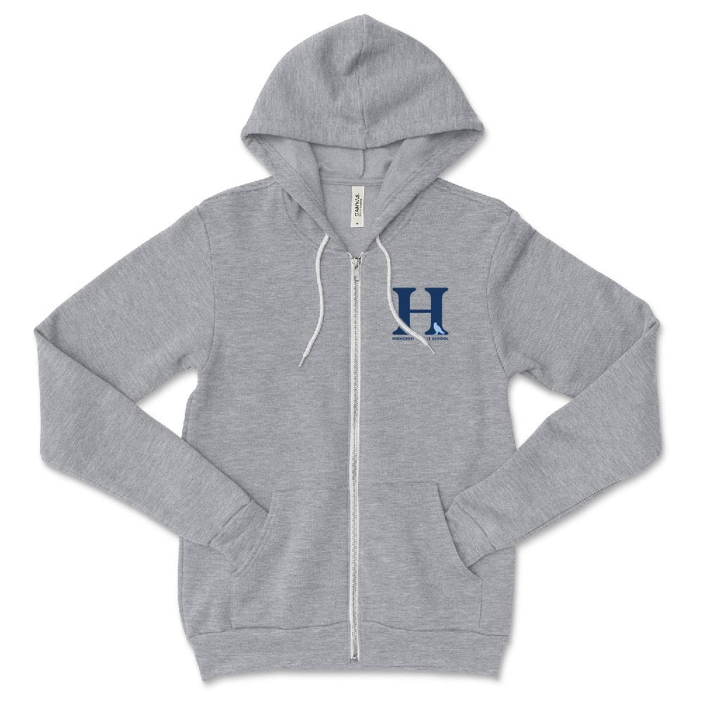 H Hawk Silhouette ~ Zip Hoodie ~ Highcrest Middle School