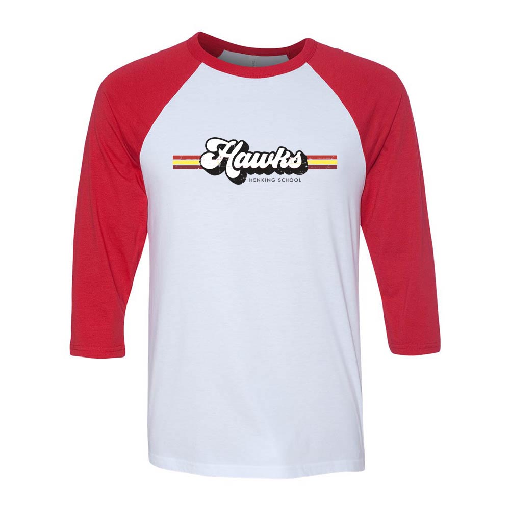 RETRO STRIPES 3/4 SLEEVE BASEBALL TEE ~ HENKING ELEMENTARY SCHOOL ~ youth & adult ~ classic fit