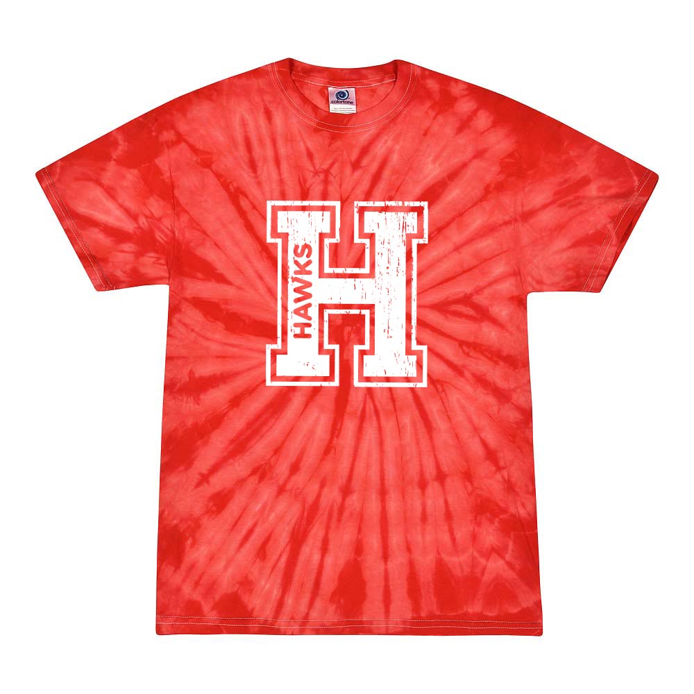Collegiate H Hawks ~ Tie-Dye T-Shirt ~ Henking Elementary School