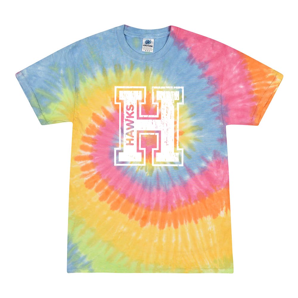 Collegiate H Hawks ~ Tie-Dye T-Shirt ~ Henking Elementary School