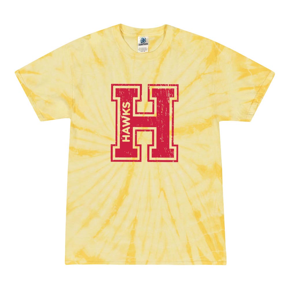 Collegiate H Hawks ~ Tie-Dye T-Shirt ~ Henking Elementary School