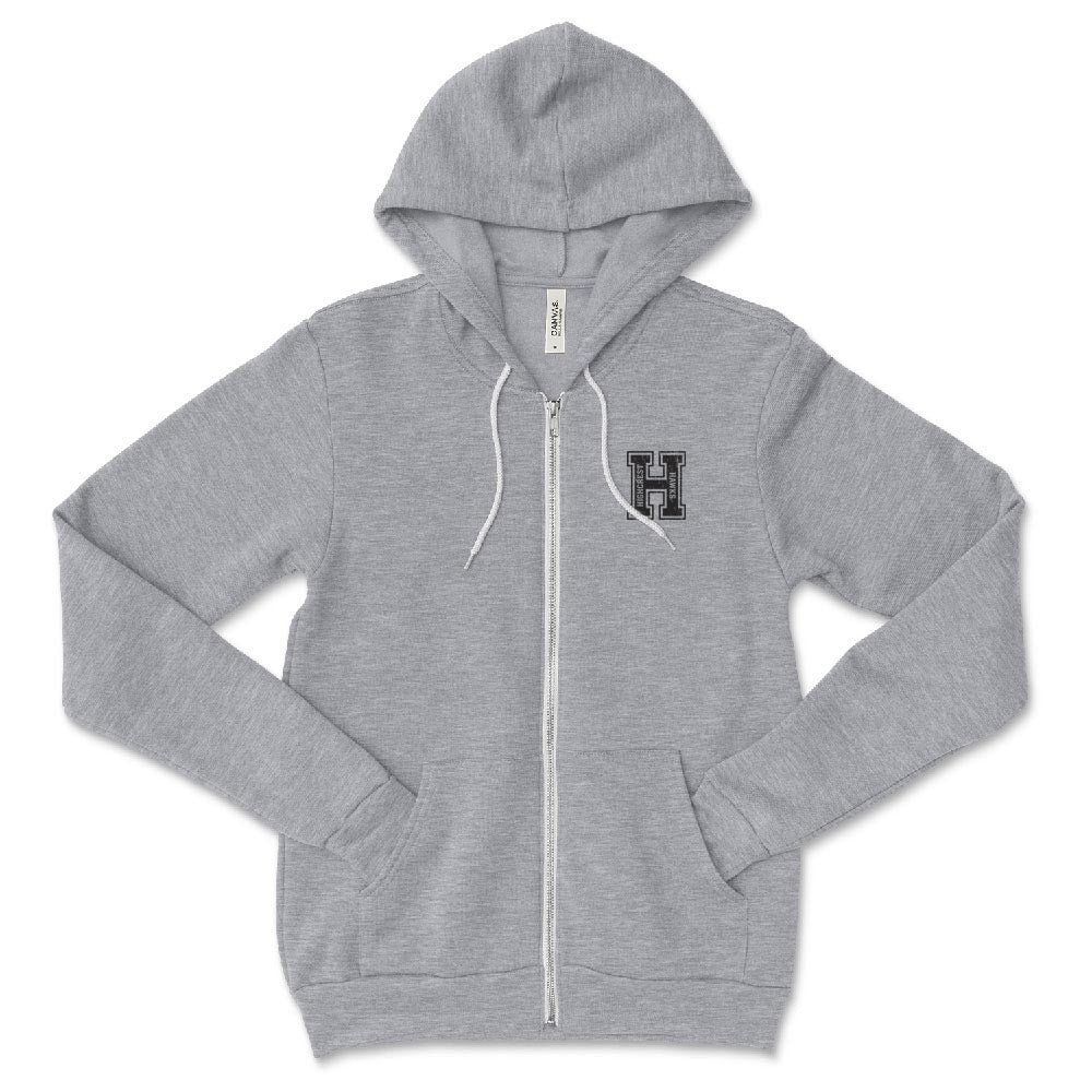 Collegiate H Highcrest Hawks ~ Zip Hoodie ~ Highcrest Middle School