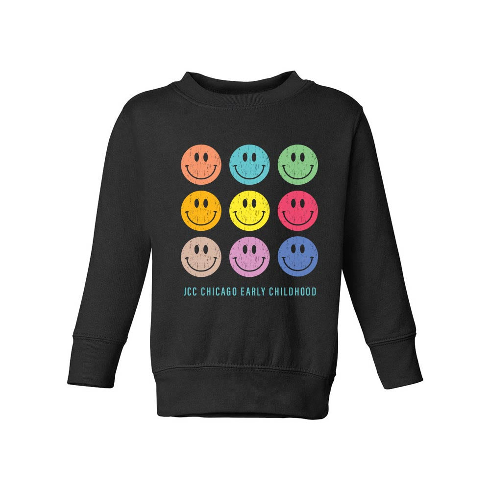 SMILEY ARRAY YOUTH CREWNECK SWEATSHIRT ~ JCC CHICAGO EARLY CHILDHOOD ~ classic fit