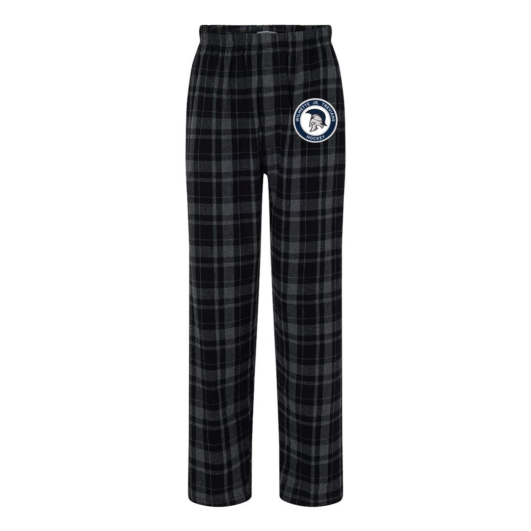 Logo ~ Flannel Pants ~ Wilmette Jr. Trevians Hockey-black jordan plaid
