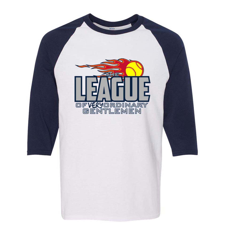 Fireball ~ Heavy Cotton 3/4 Baseball T-Shirt / Adult ~ League of Very Ordinary Gentlemen (LVOG)