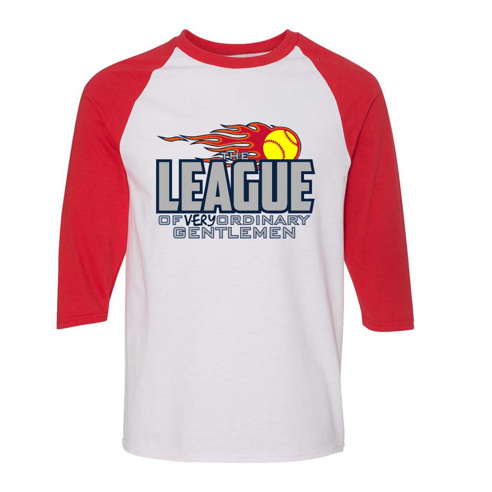Fireball ~ Heavy Cotton 3/4 Baseball T-Shirt / Adult ~ League of Very Ordinary Gentlemen (LVOG)