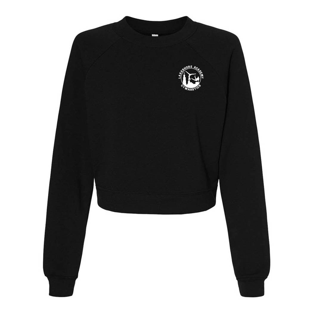 Logo ~ Raglan Crewneck Fleece ~ Lakeshore Academy Gymnastics-black