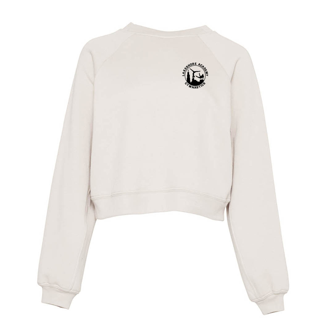 Logo ~ Raglan Crewneck Fleece ~ Lakeshore Academy Gymnastics-vintage white