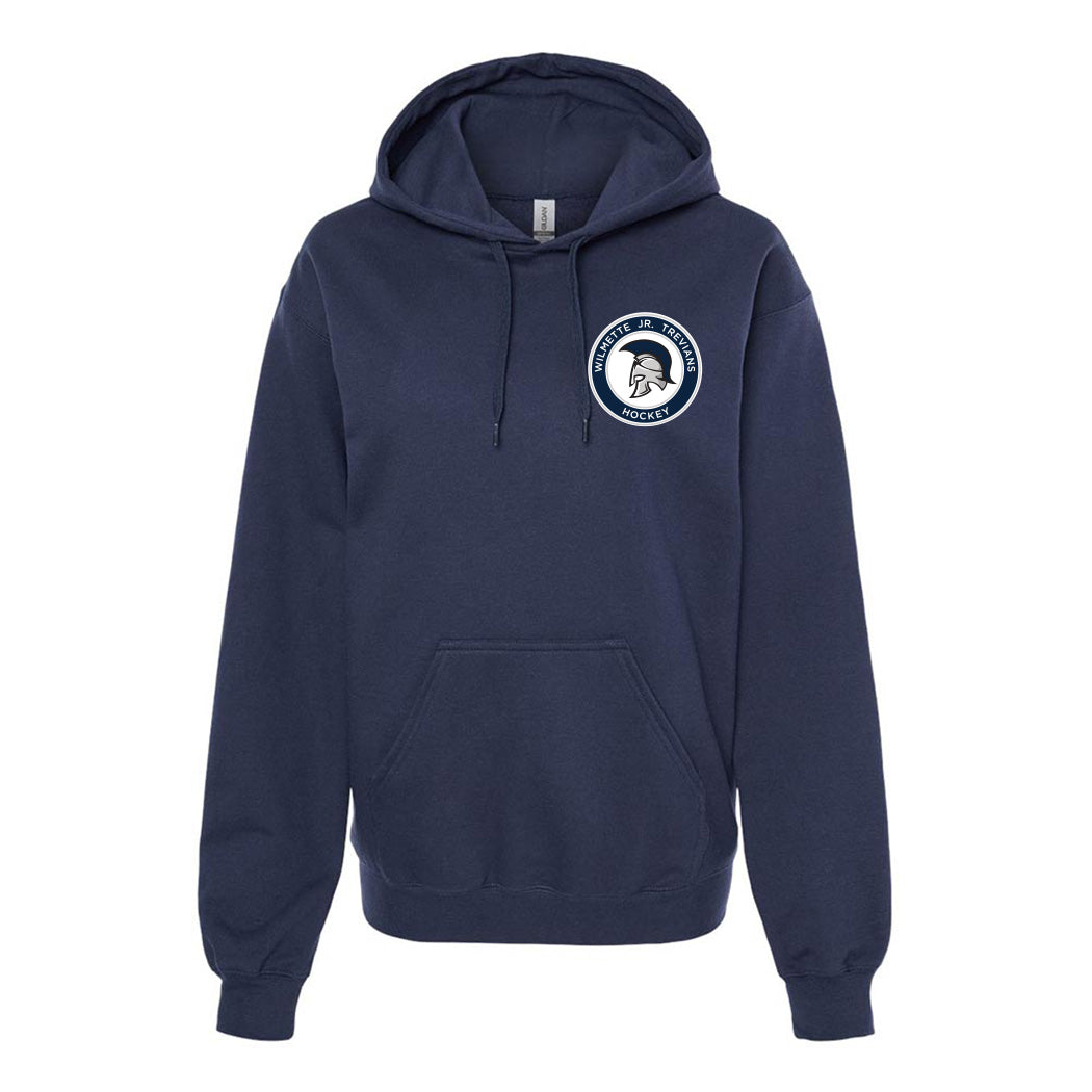 Logo Jr Trevians ~ Hoodie ~ Wilmette Jr. Trevians Hockey-navy
